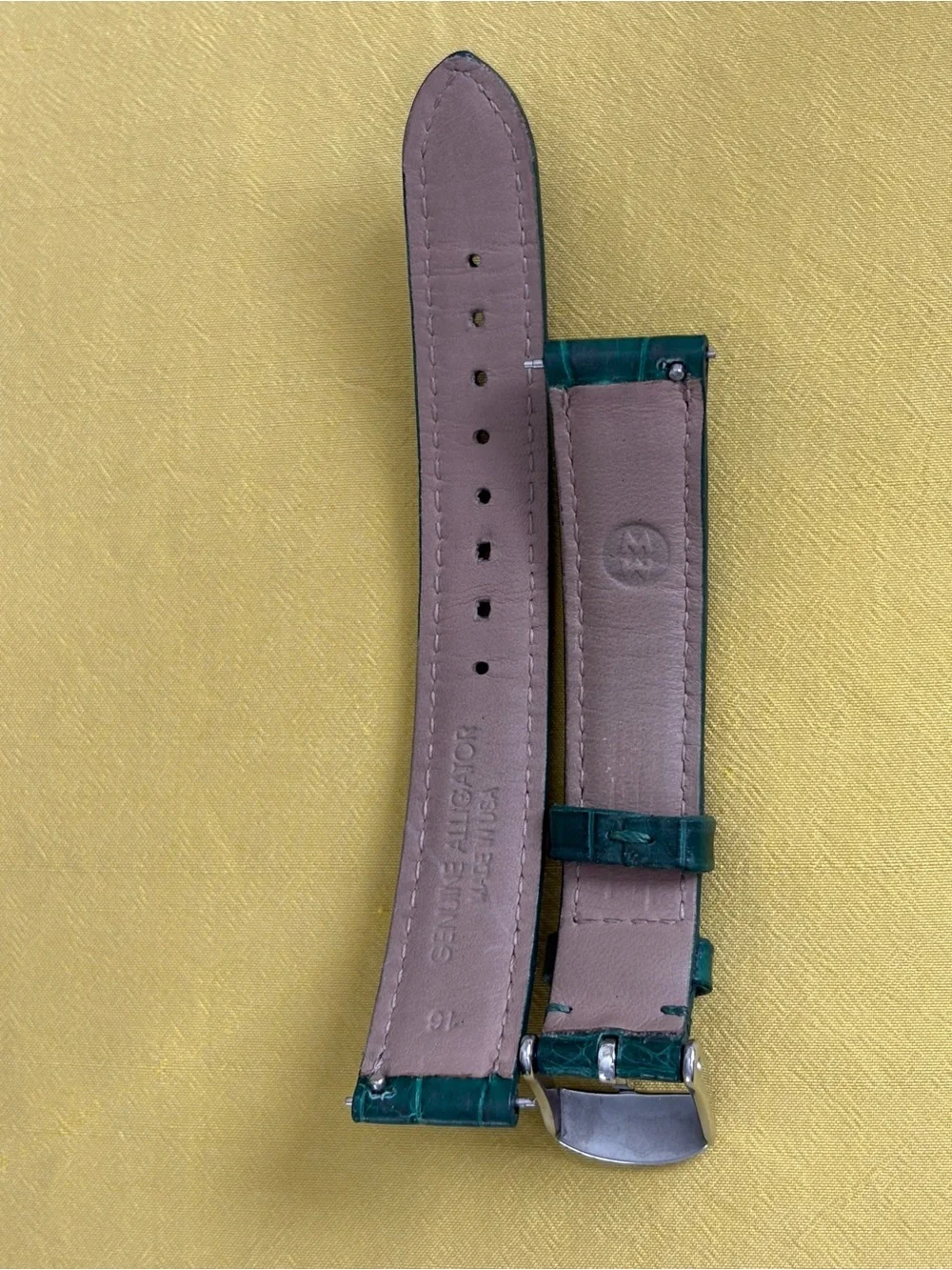 16mm Green Embossed Alligator Leather Strap